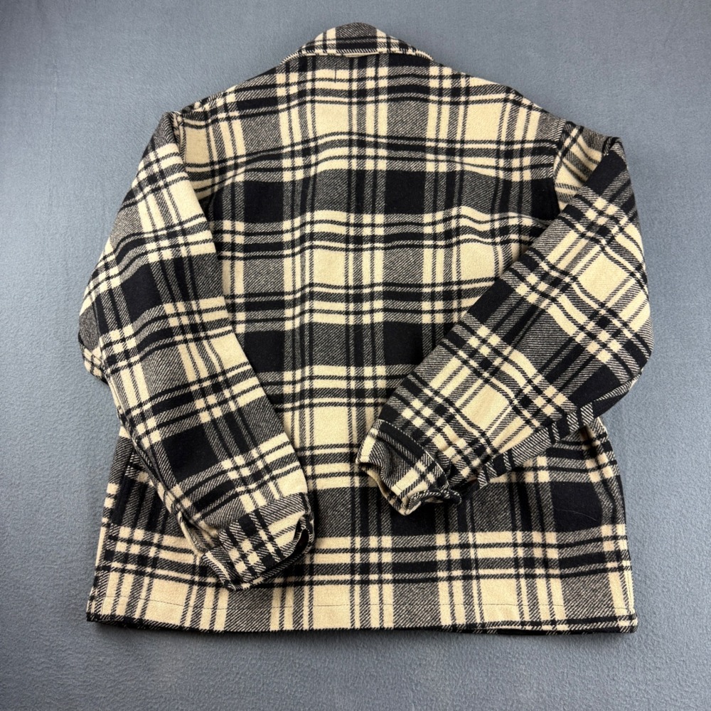Vintage USA 70s Pendleton Shacket Men's L Black White Virgin Wool CPO Flannel - Picture 2 of 8
